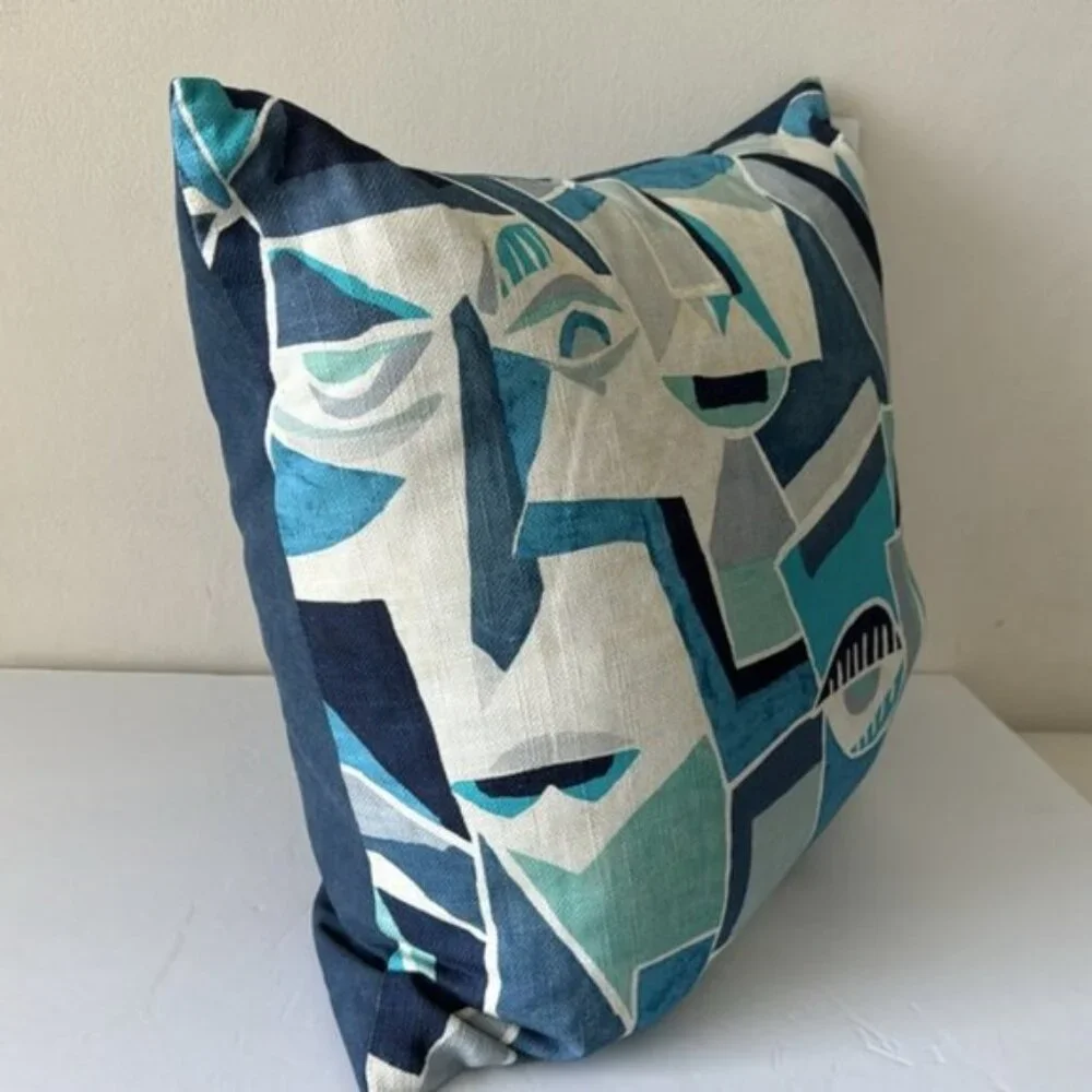 Canaan Company Modern Face Decorative Pillow Blue Twilight 23
